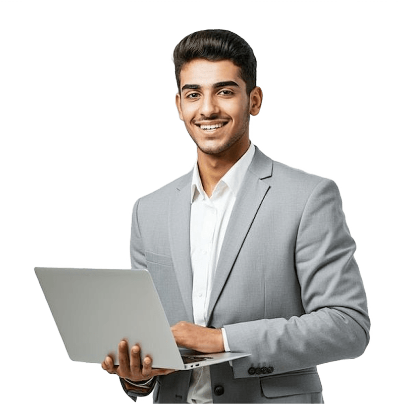 Professional holding a laptop